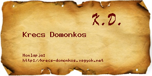 Krecs Domonkos névjegykártya